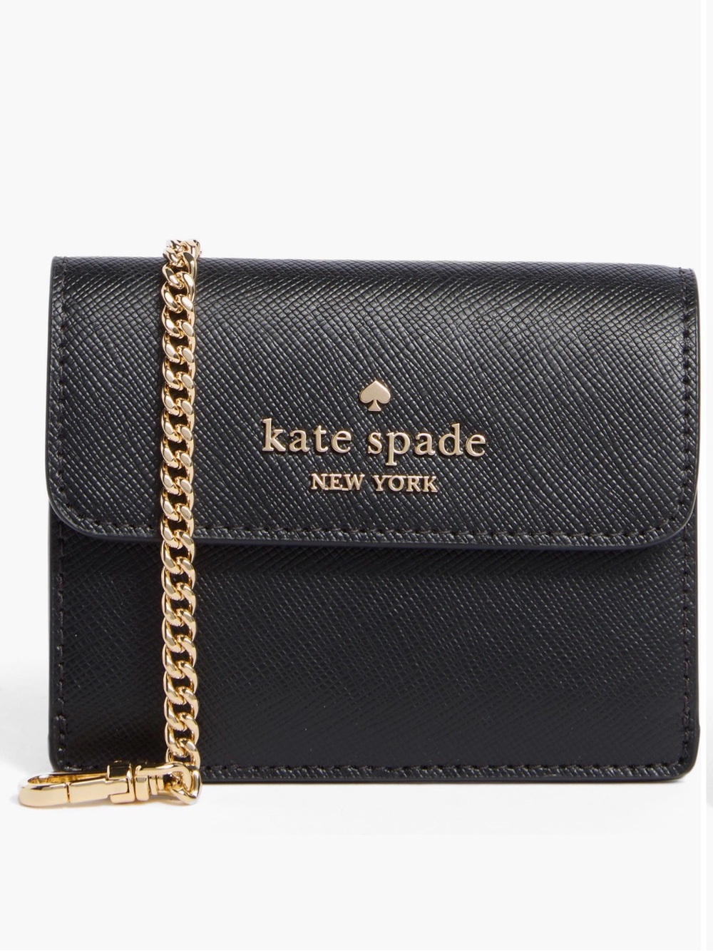 kate spade Black Mini Saffiano Chain Wallet